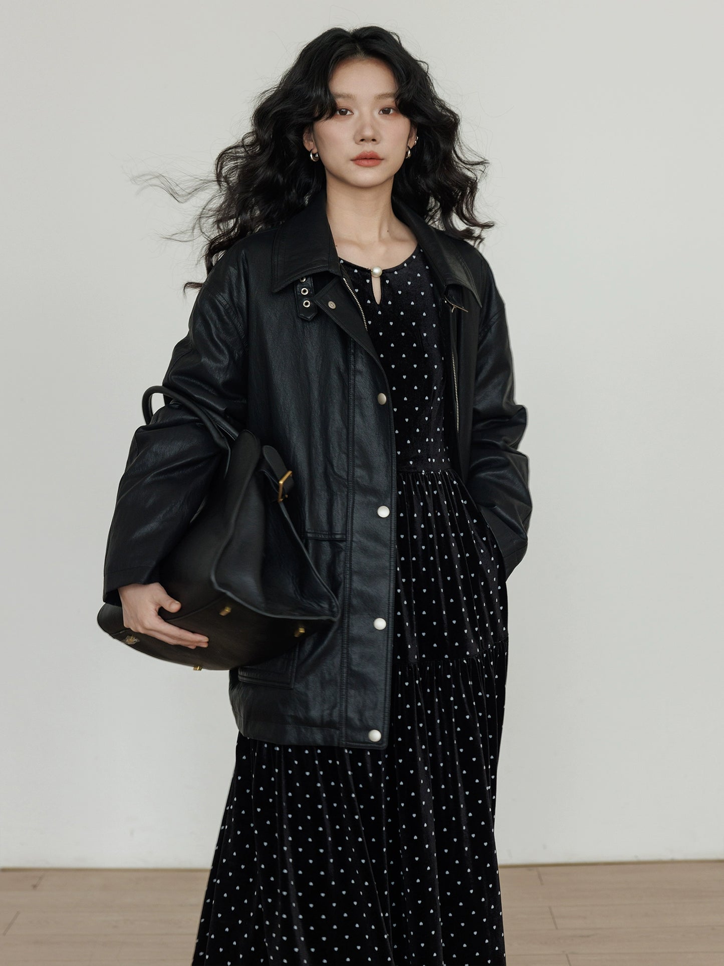 Lapel Leather Jacket VAS0174