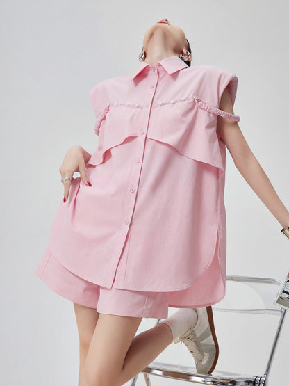 Pink Sleeveless Shirt / Half Pants FER0345