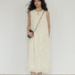 Flower Embroidery Pearl Button Long Dress VAS0203