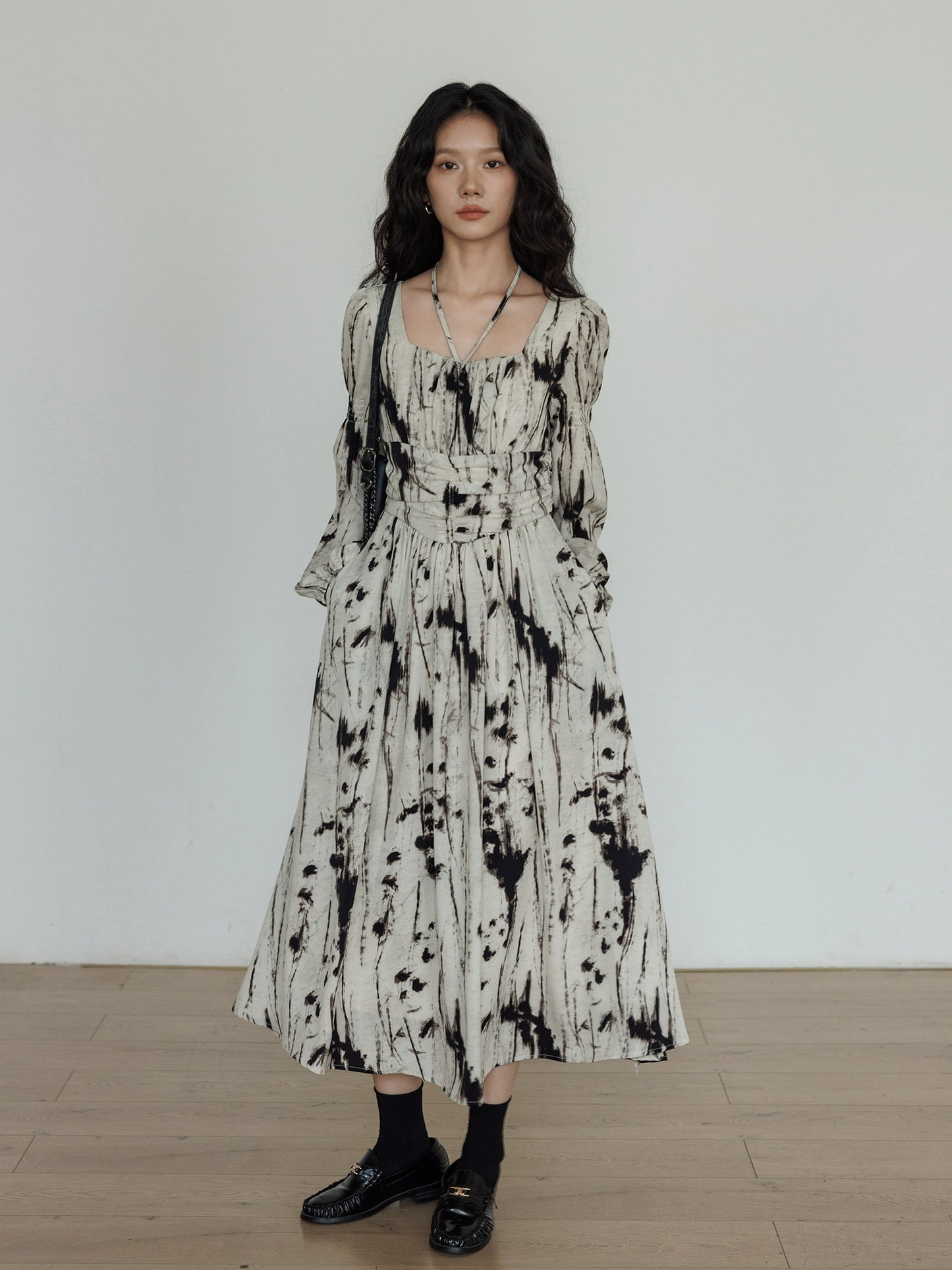 Square Neck Long Sleeve Dress VAS0153