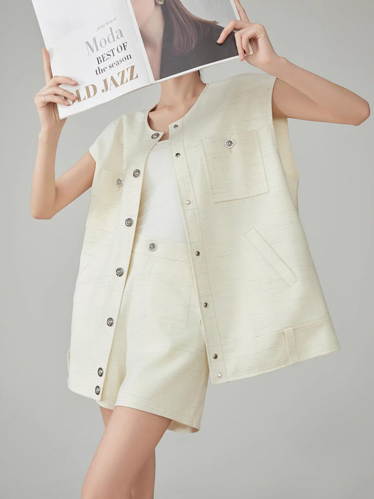 Round Collarless Vest / Half Pants FER0344