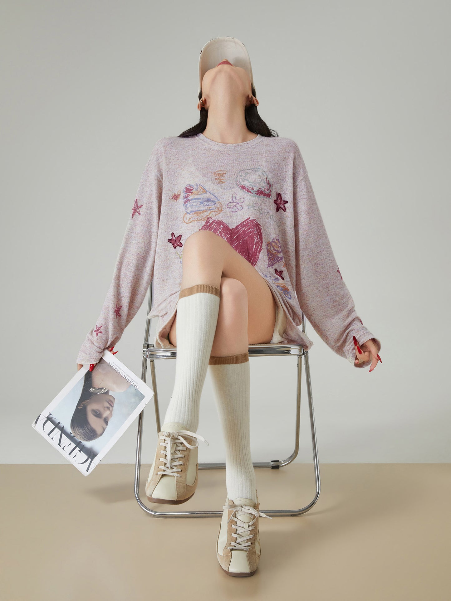 Graphic Oversized Long-Sleeve T-Shirt FER0230