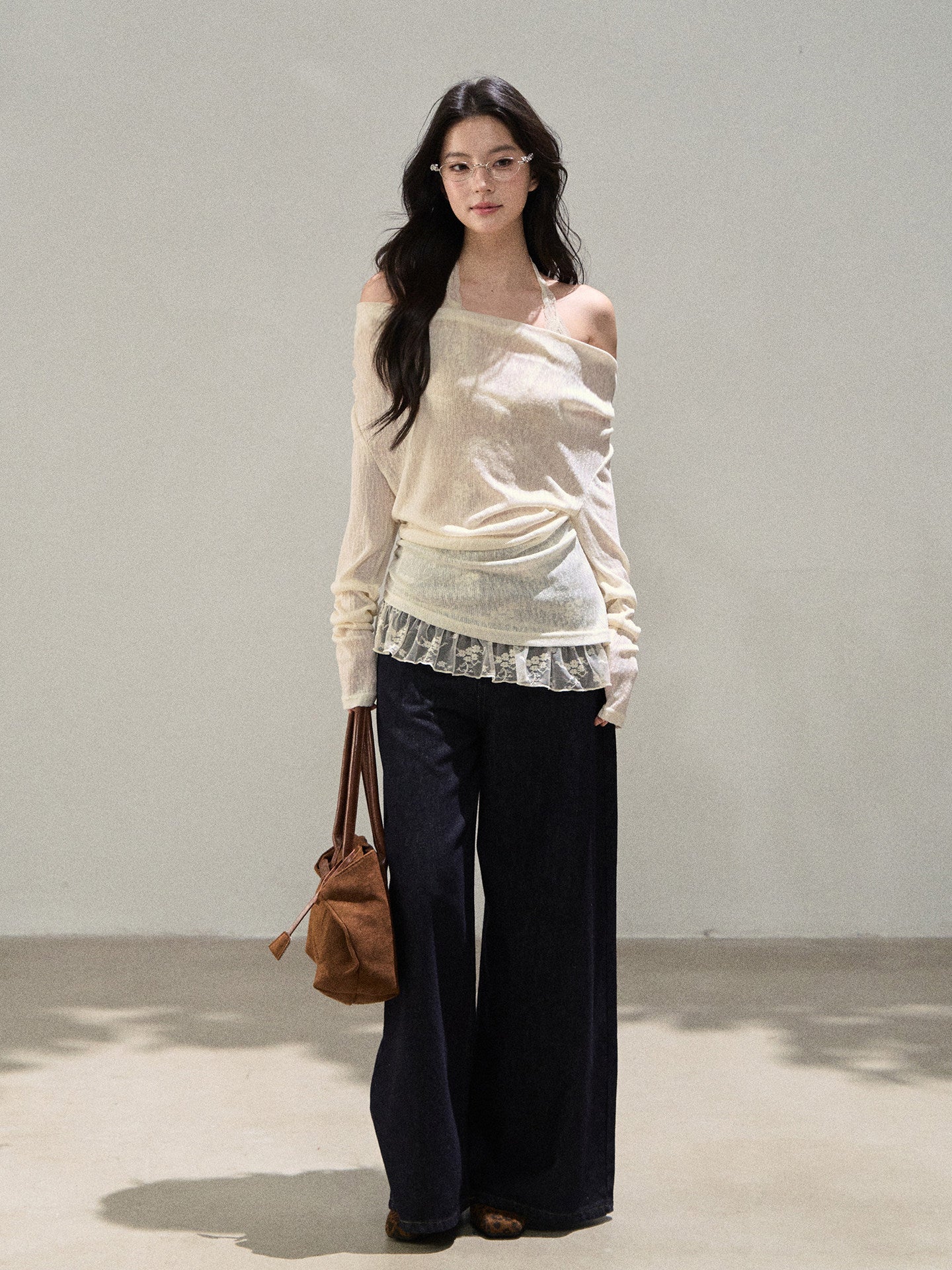 Lace Off Shoulder Knit Tops WDB0020