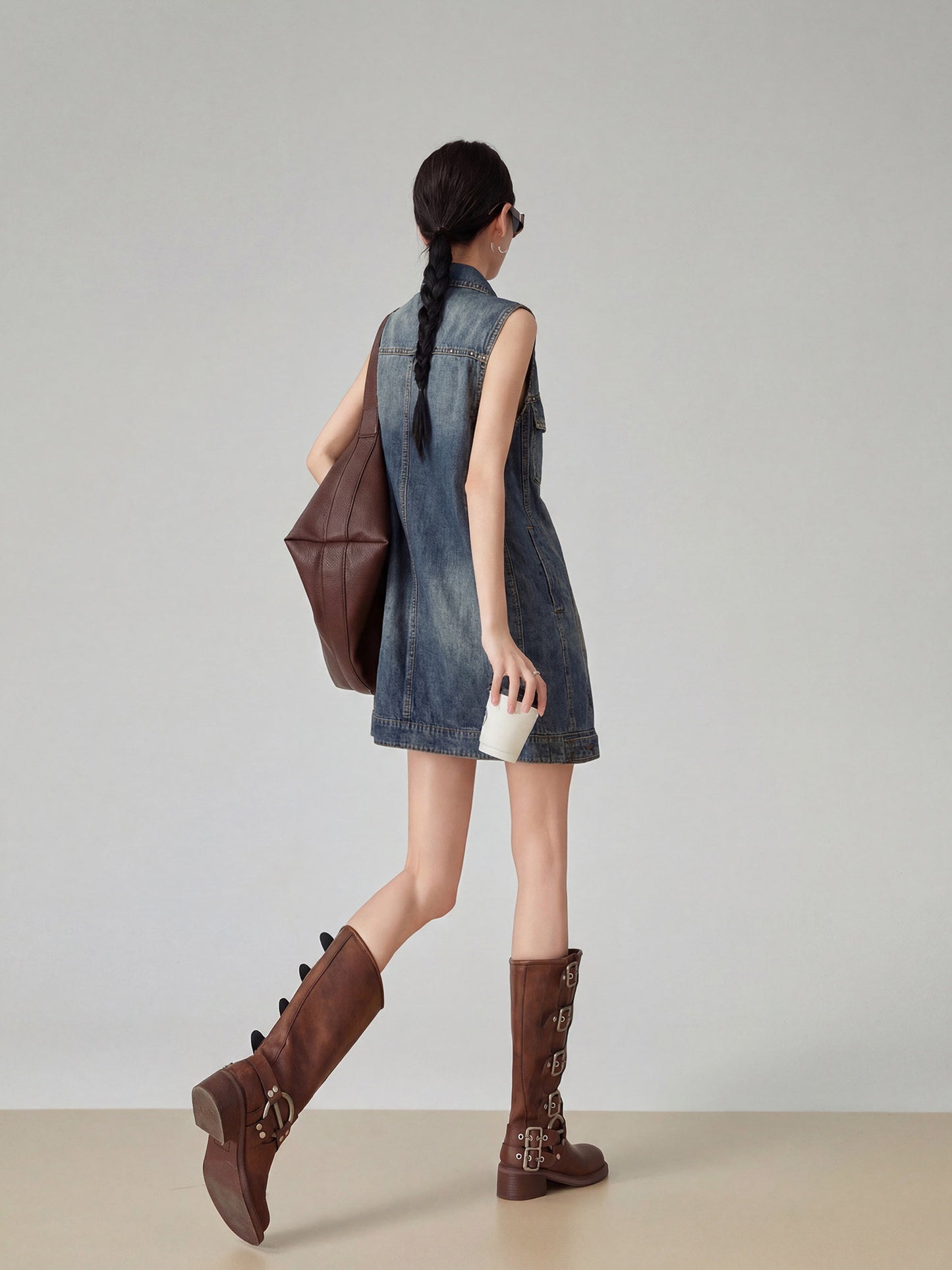 Vintage Sleeveless Denim Mini Dress FER0190