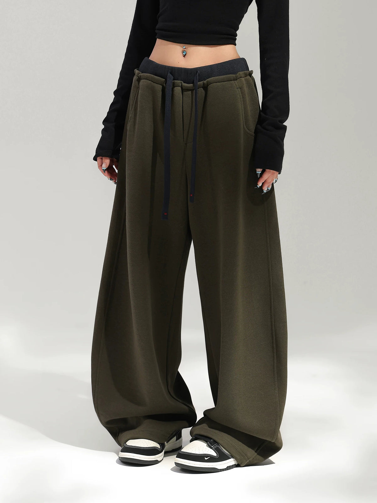 Layered Design Wide Sweatpants ACS0391