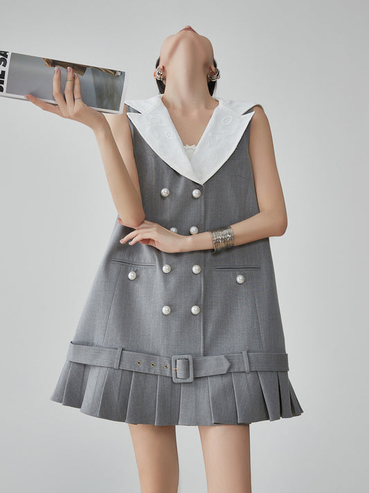 Double-Button Flare Mini Dress FER0093