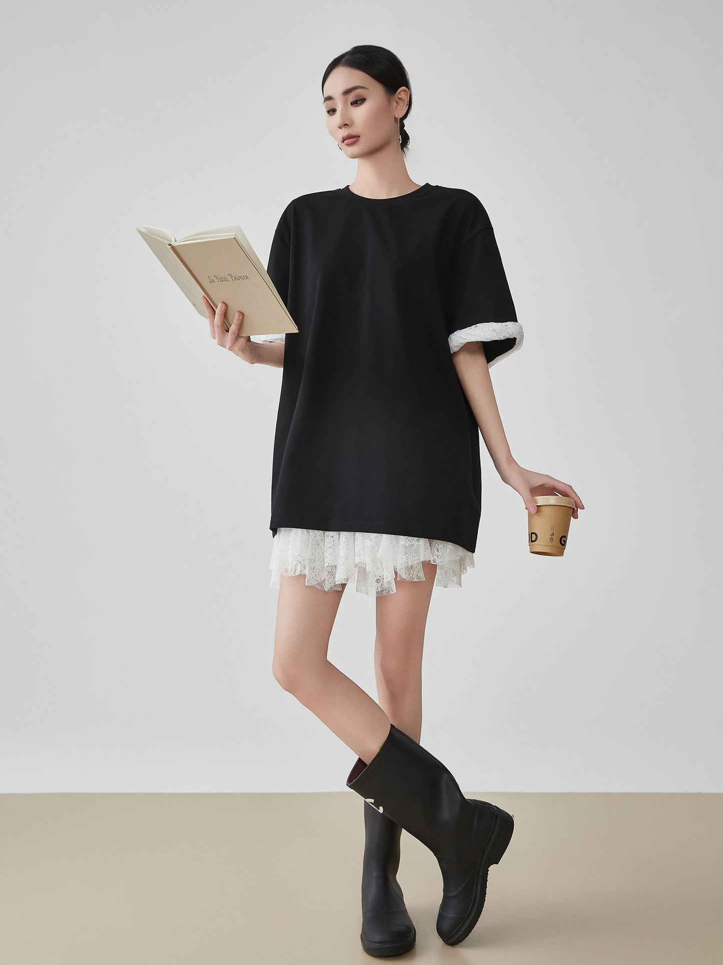 Sleeve Frill Color-Block Pullover FER0160