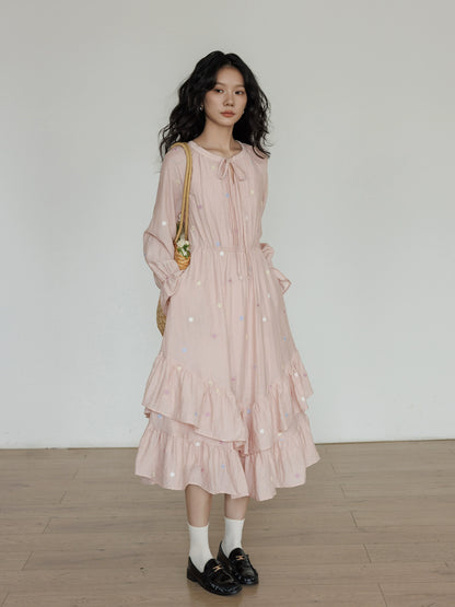 Small Floral Embroidery Long Dress VAS0156