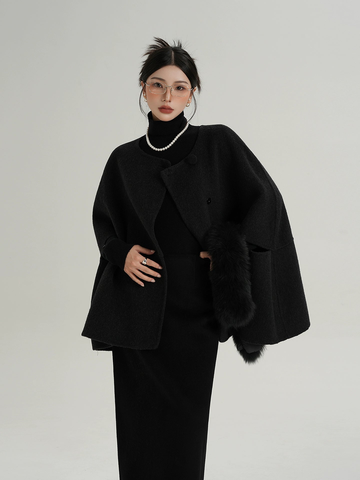 Fur Muffler Cape Coat SRS0402