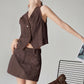 V-Neck Fringe Vest / Mini Skirt FER0324