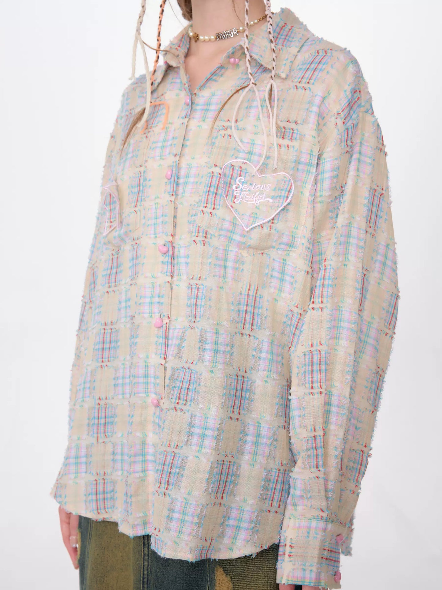 Heart Button Plaid Shirt ZZF0356