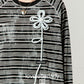 Black Striped 3D Blue Flower T-Shirt / Balloon Mini Skirt LLA0660