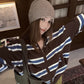 Striped Knit Hoodie WWP0004
