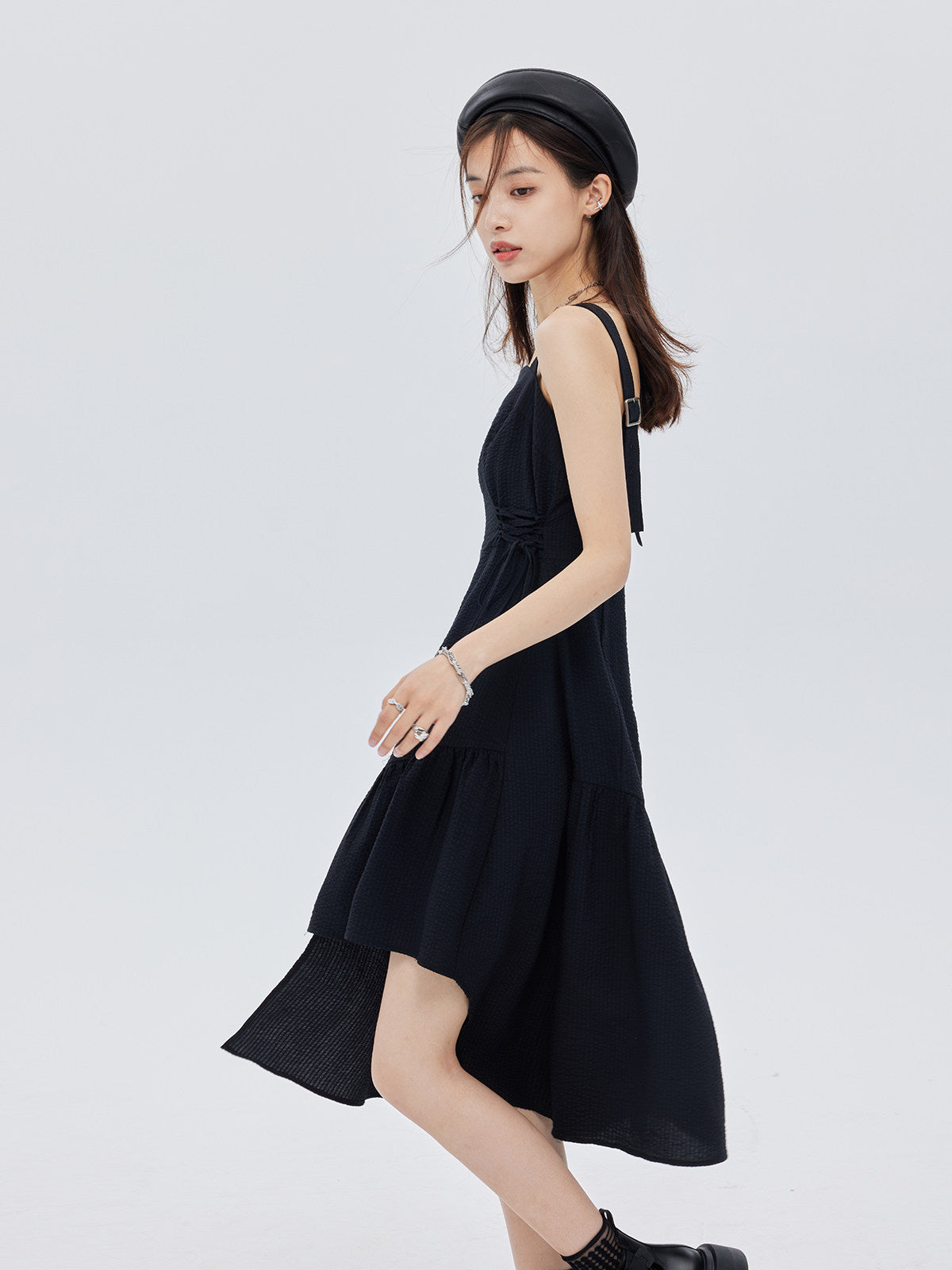 Square Neck Asymmetry Dress SHN0045
