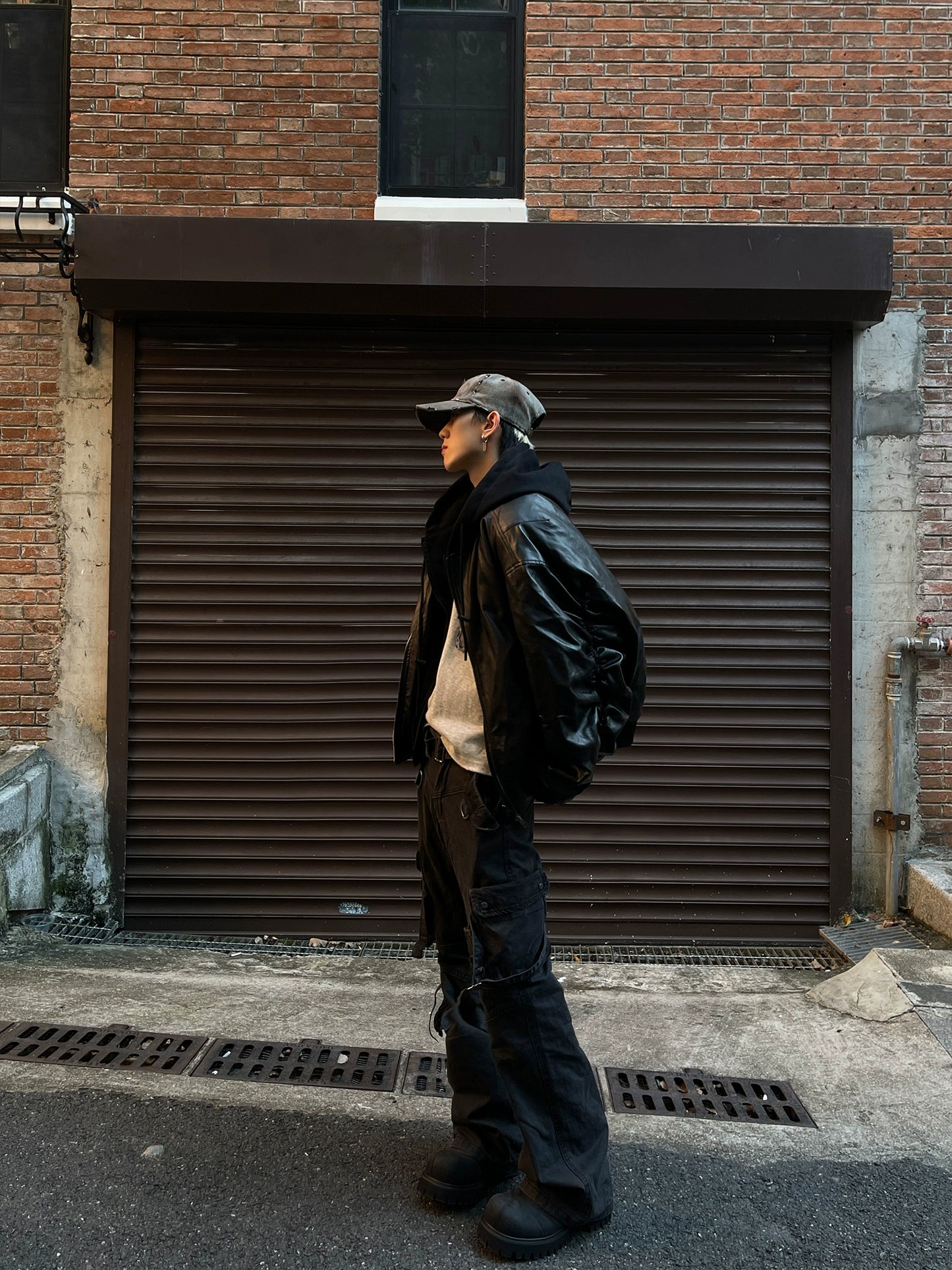 Hood Leather Cotton Jacket FLG0006