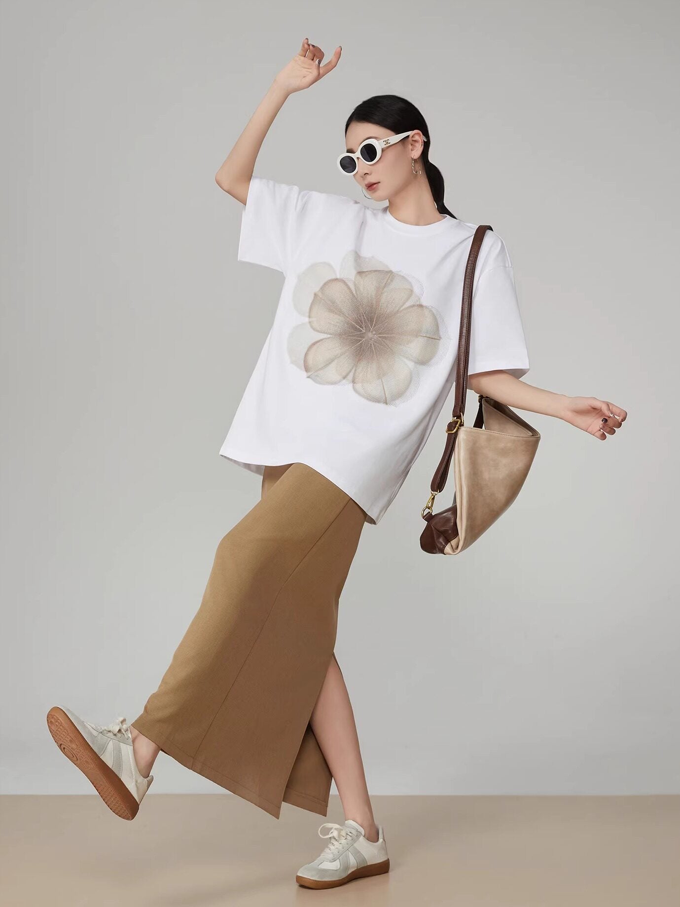 Flower Print Short-Sleeve T-Shirt FER0041