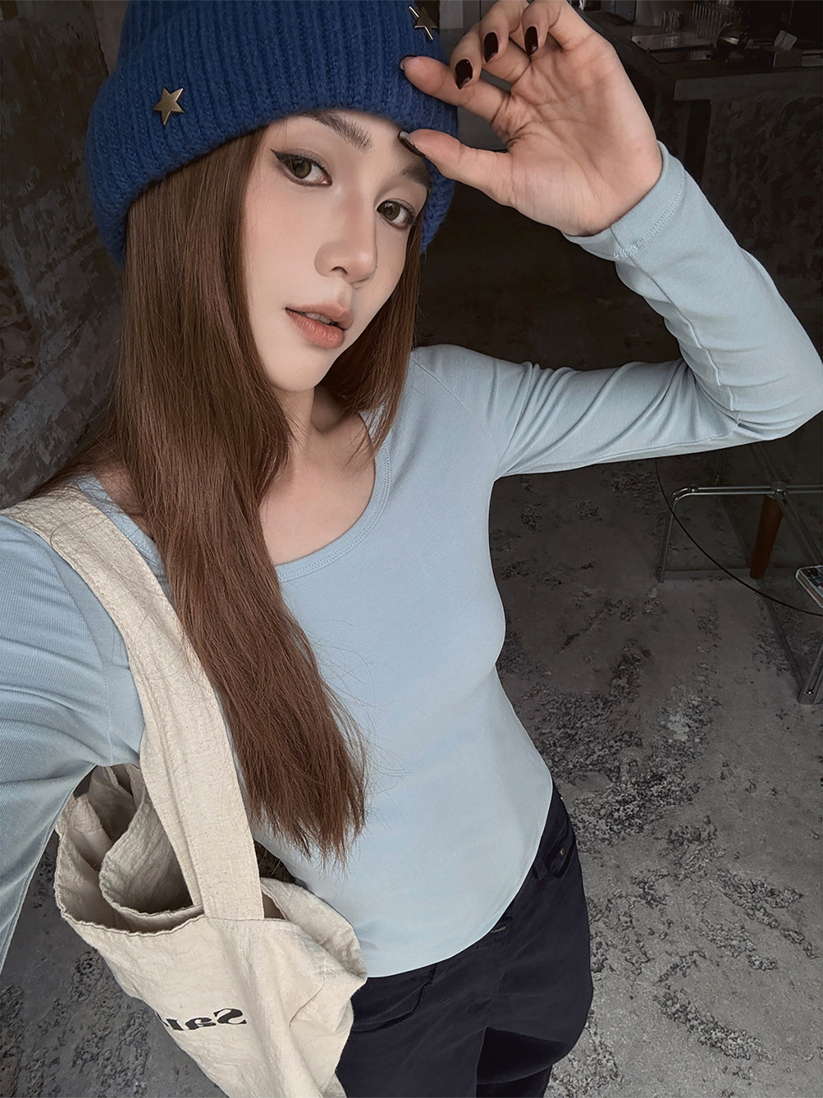 Round Neck Long-Sleeve T-Shirt WWP0001