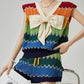 V-Neck Rainbow Knit Vest / Shorts FER0001