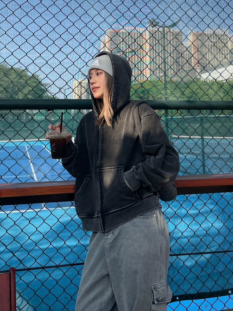 Washed Loose Zip Hoodie CYE0040