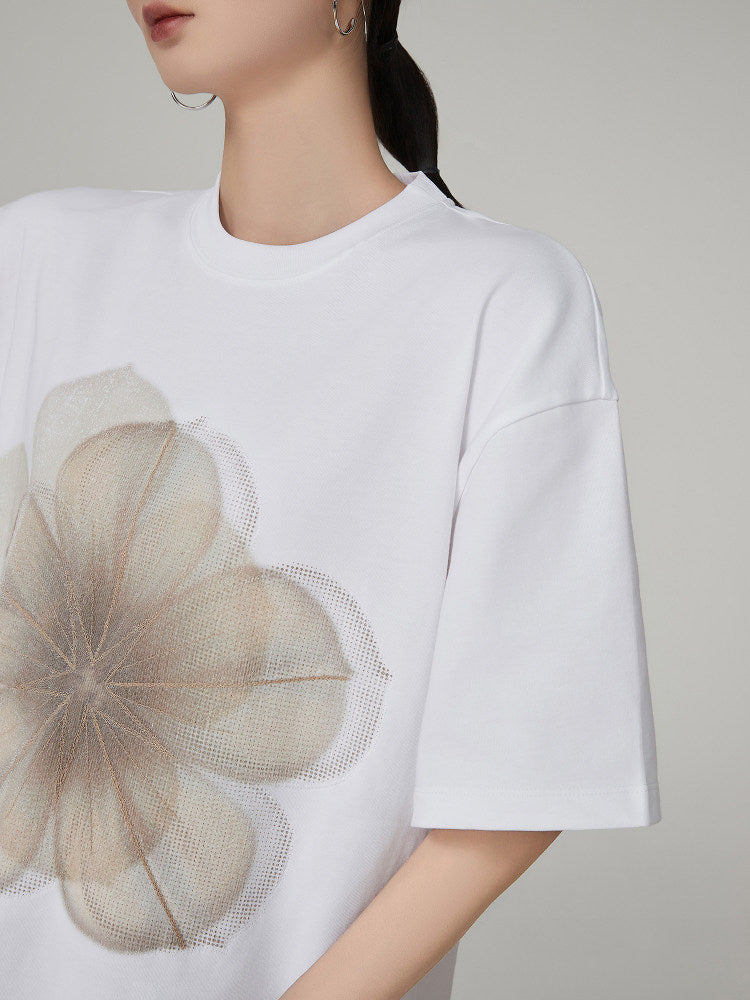 Flower Print Short-Sleeve T-Shirt FER0041