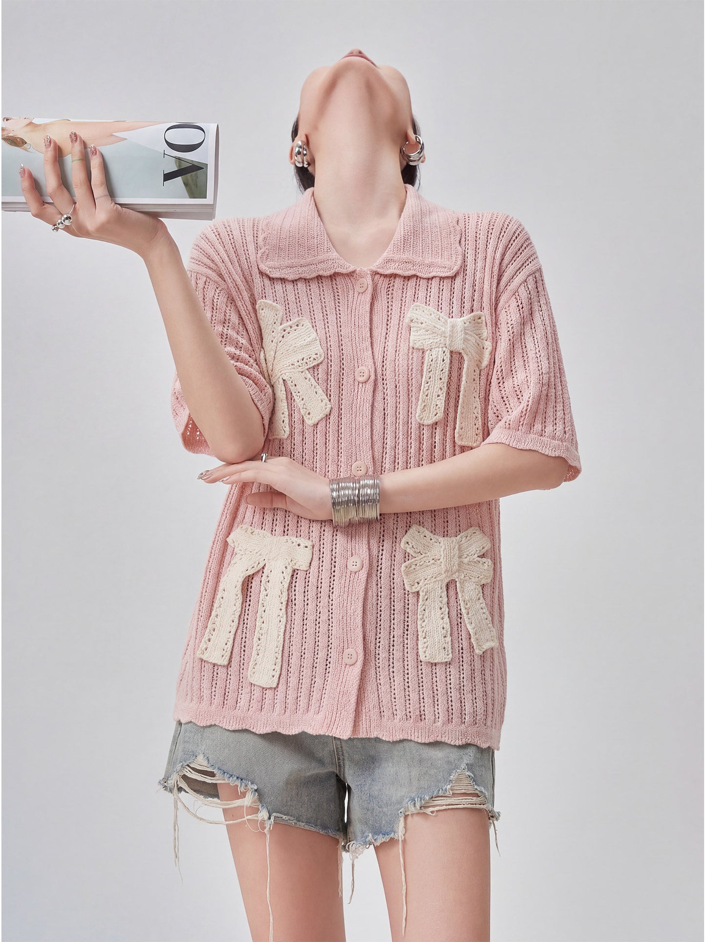 Ribbon Motif Knit Top FER0084