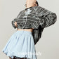Black Striped 3D Blue Flower T-Shirt / Balloon Mini Skirt LLA0660