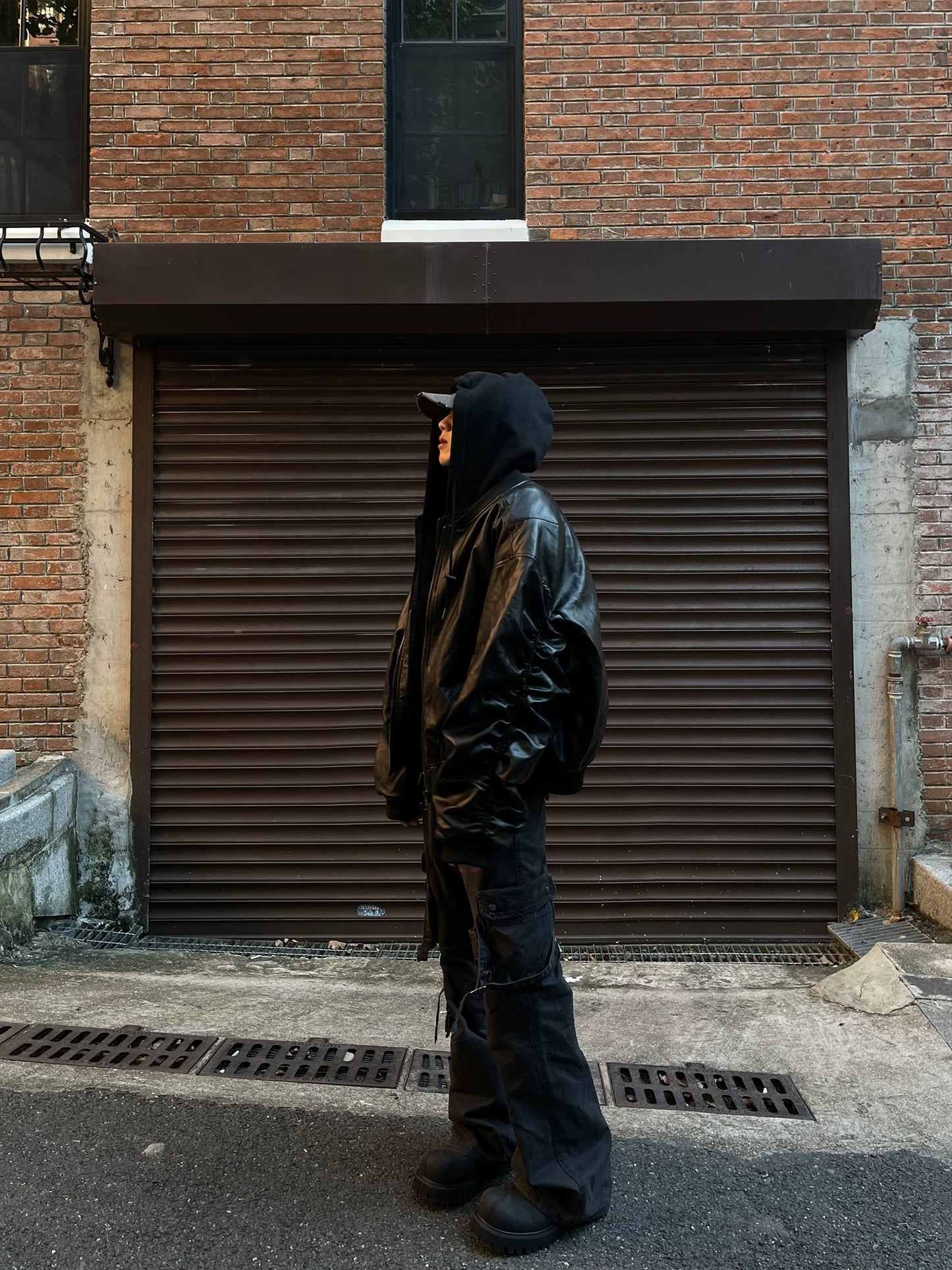 Hood Leather Cotton Jacket FLG0006