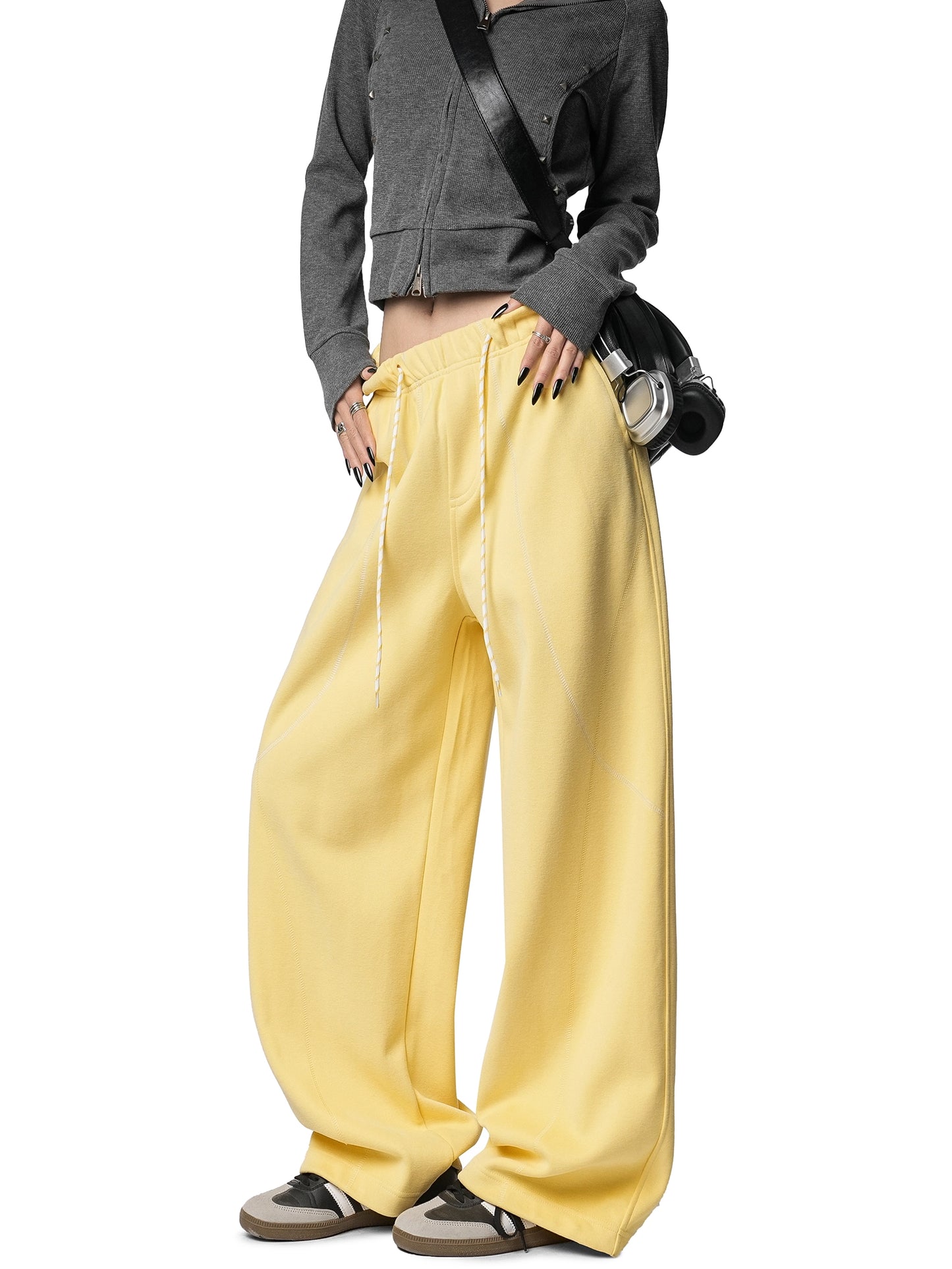 Color Contrast Stitch Sweat Pants ICM0105