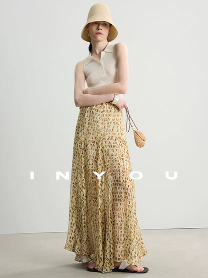 Retro Floral Print Long Skirt IWY0018