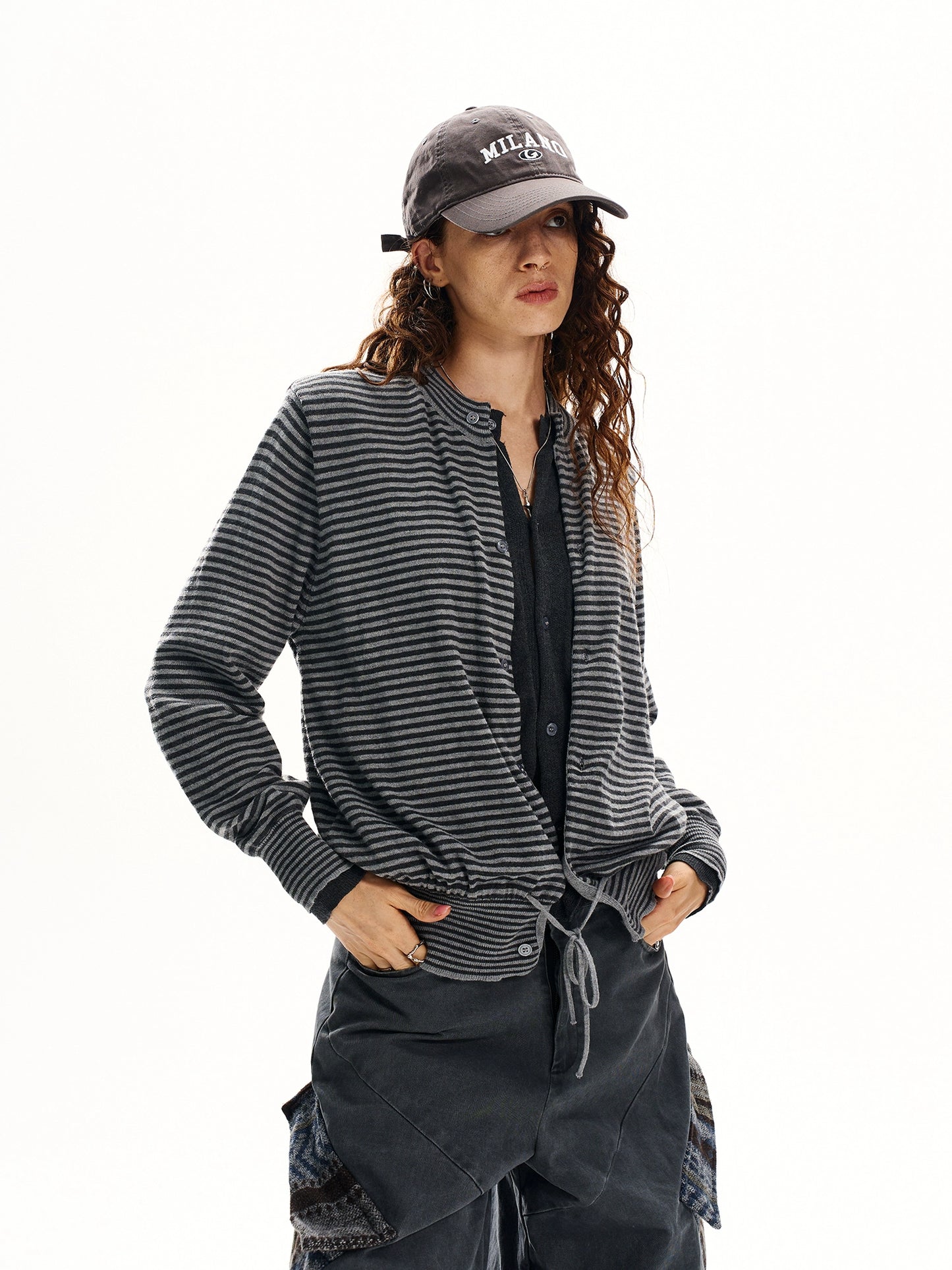Stripe Two Piece Knit Sweater HGX0040