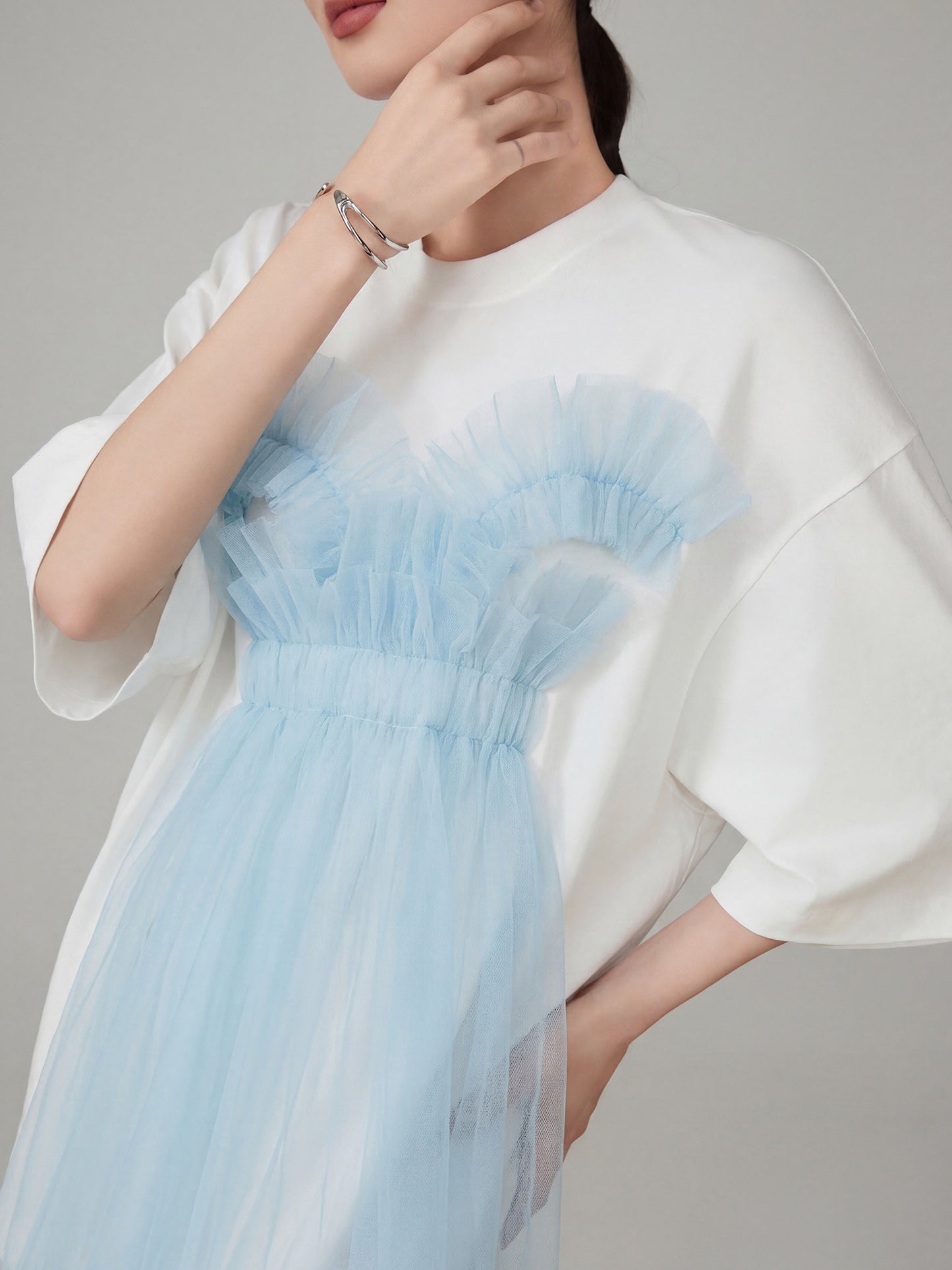 Tulle Layered Style T-Shirt Dress FER0147