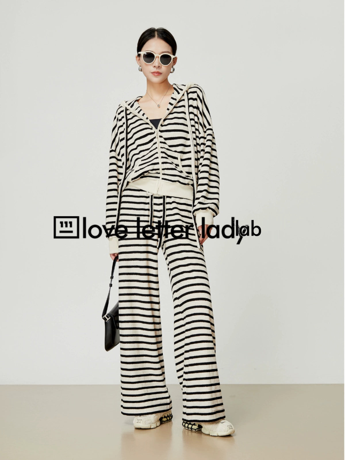 Black＆White Stripes Long Sleeve Tops / Sweatpants LLA0015