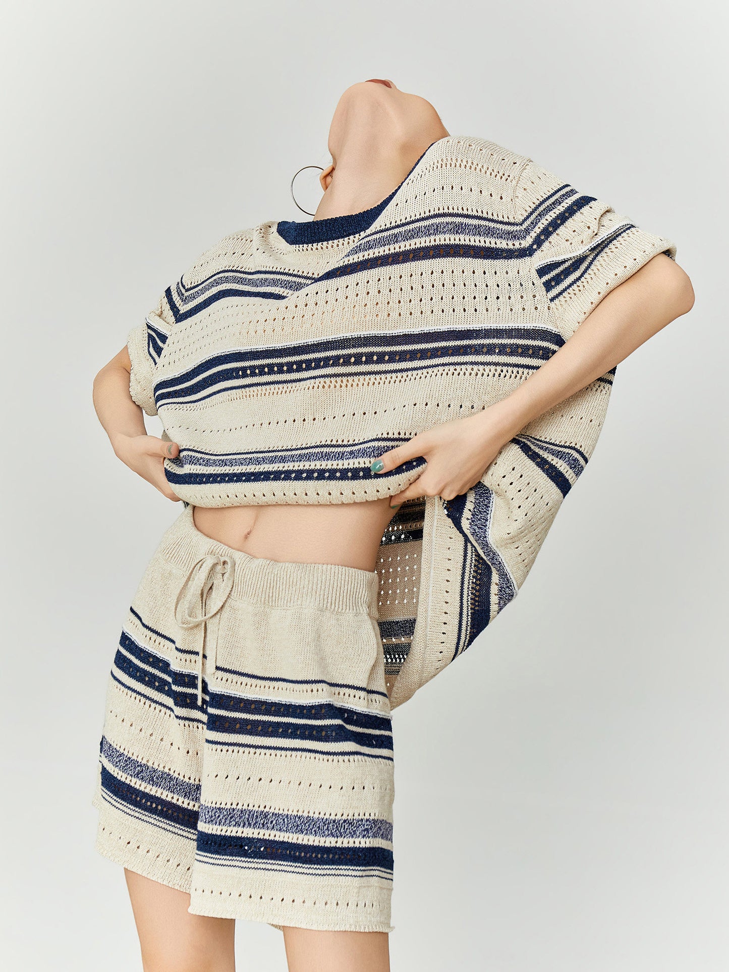 Openwork Knit Summer Top / Short Pants FER0355