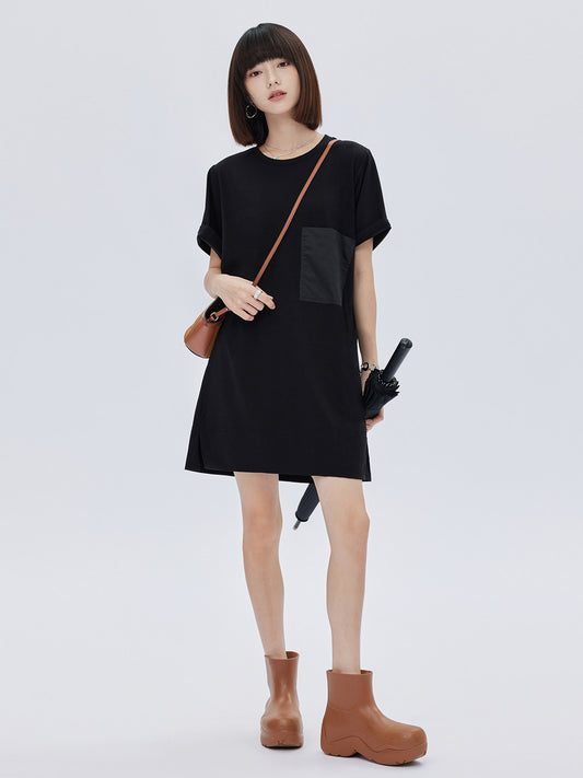 Casual Pocket Loose T-Shirt Dress SHN0011