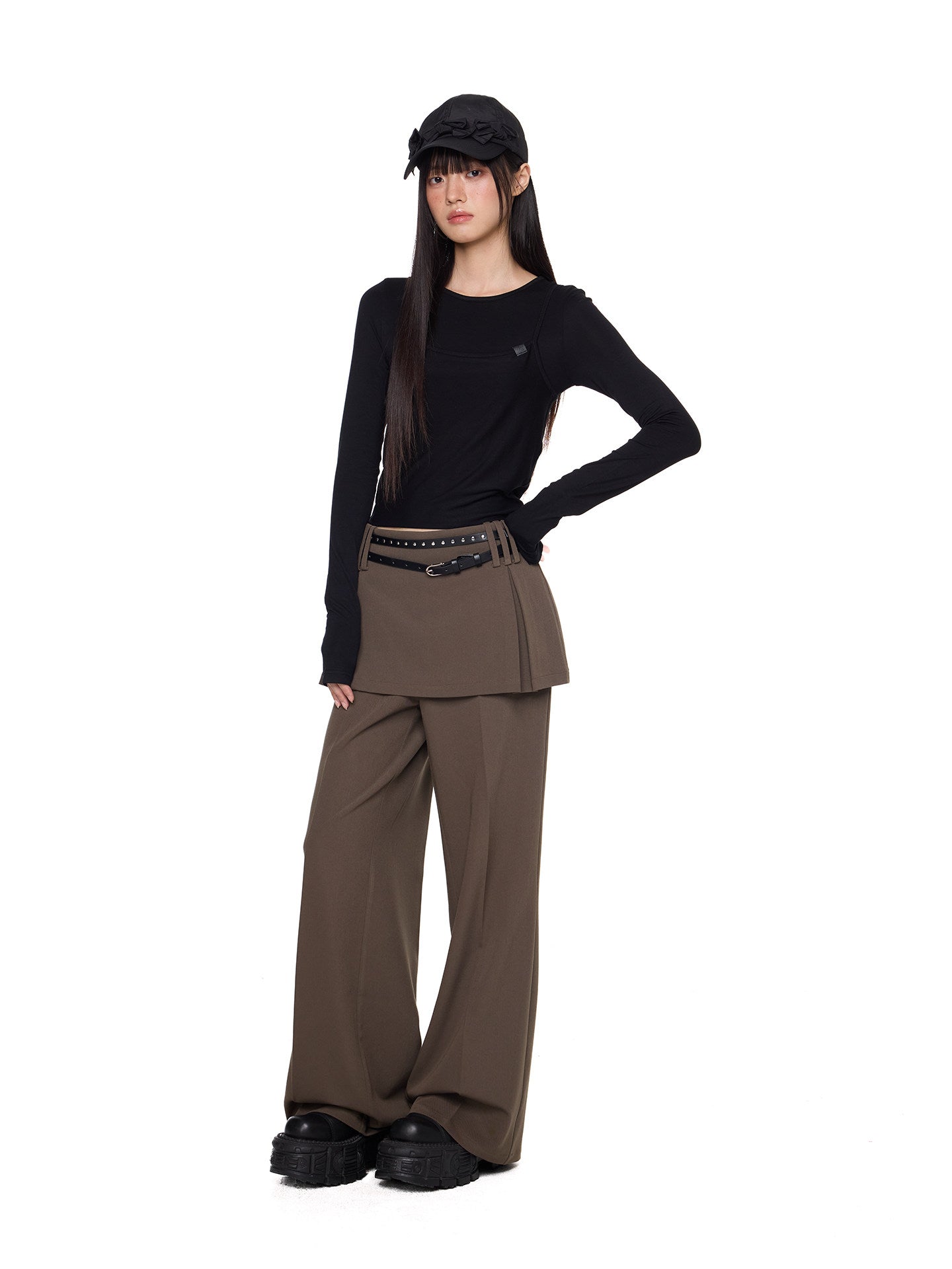 Straight-Leg Skirt-Pants EZK0093