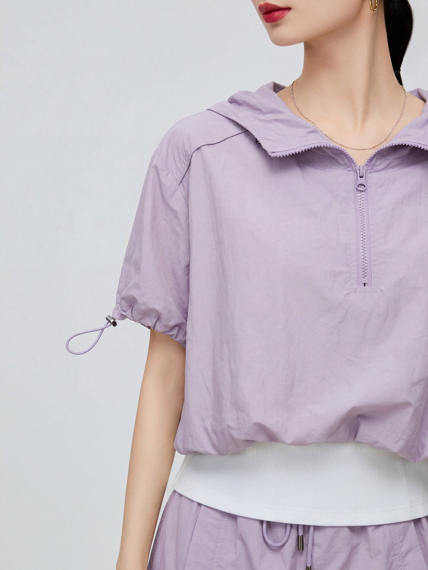 Nylon Hooded Tops / Mini Skirt FER0330