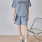 Washed Blue Short-Sleeve T-Shirt / Shorts FER0260