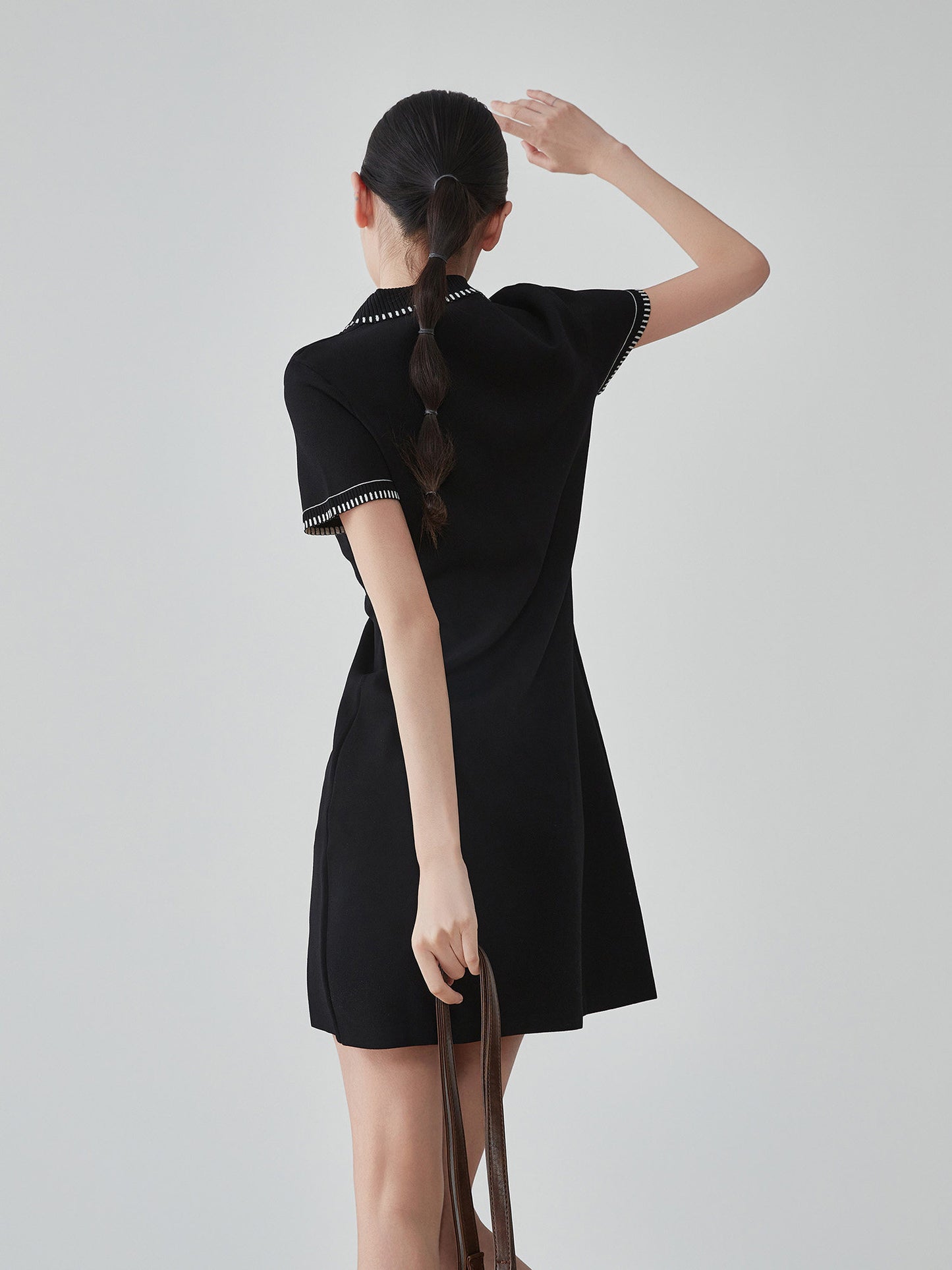 Blanket Stitch Half-Zip Polo Dress FER0201