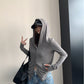 Snap Button Hooded Cardigan YLS1039