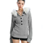 Fur Hood Half Button Knit BGS0014