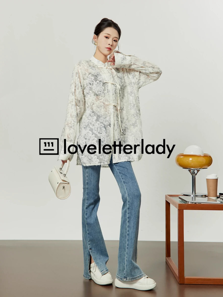 White Chinese Butterfly Shirt LLA0052