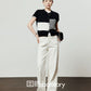 Color Block Stripe Knit / White Denim Pants LLA0496