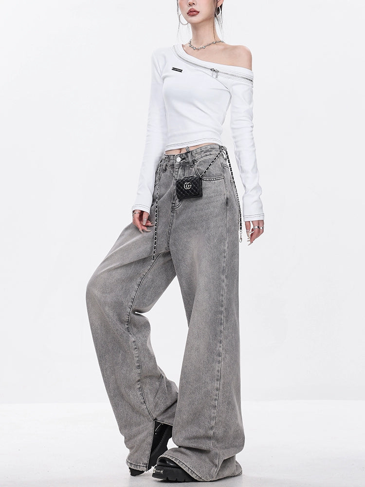 Slit Wide Denim Pants ABW0016