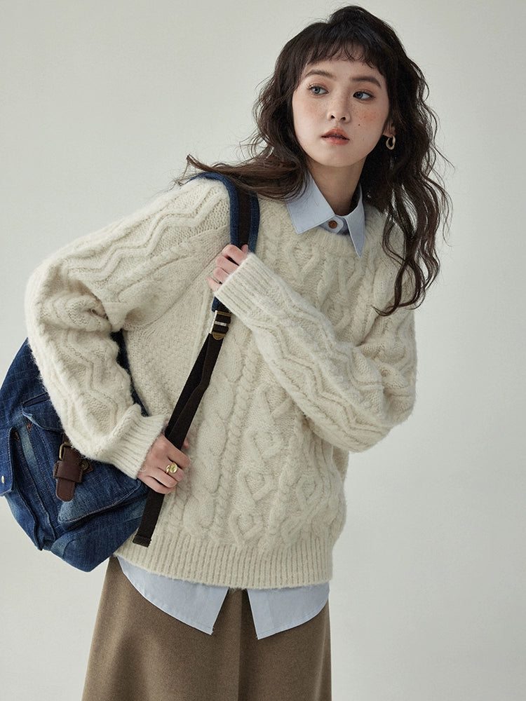 Round Neck Cable Knit Top AMU0042