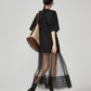 Black Patchwork Mesh T-Shirt Dress FER0055