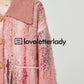 Pink Big Lapel Sweater Cardigan / Corduroy Long Skirt LLA0347