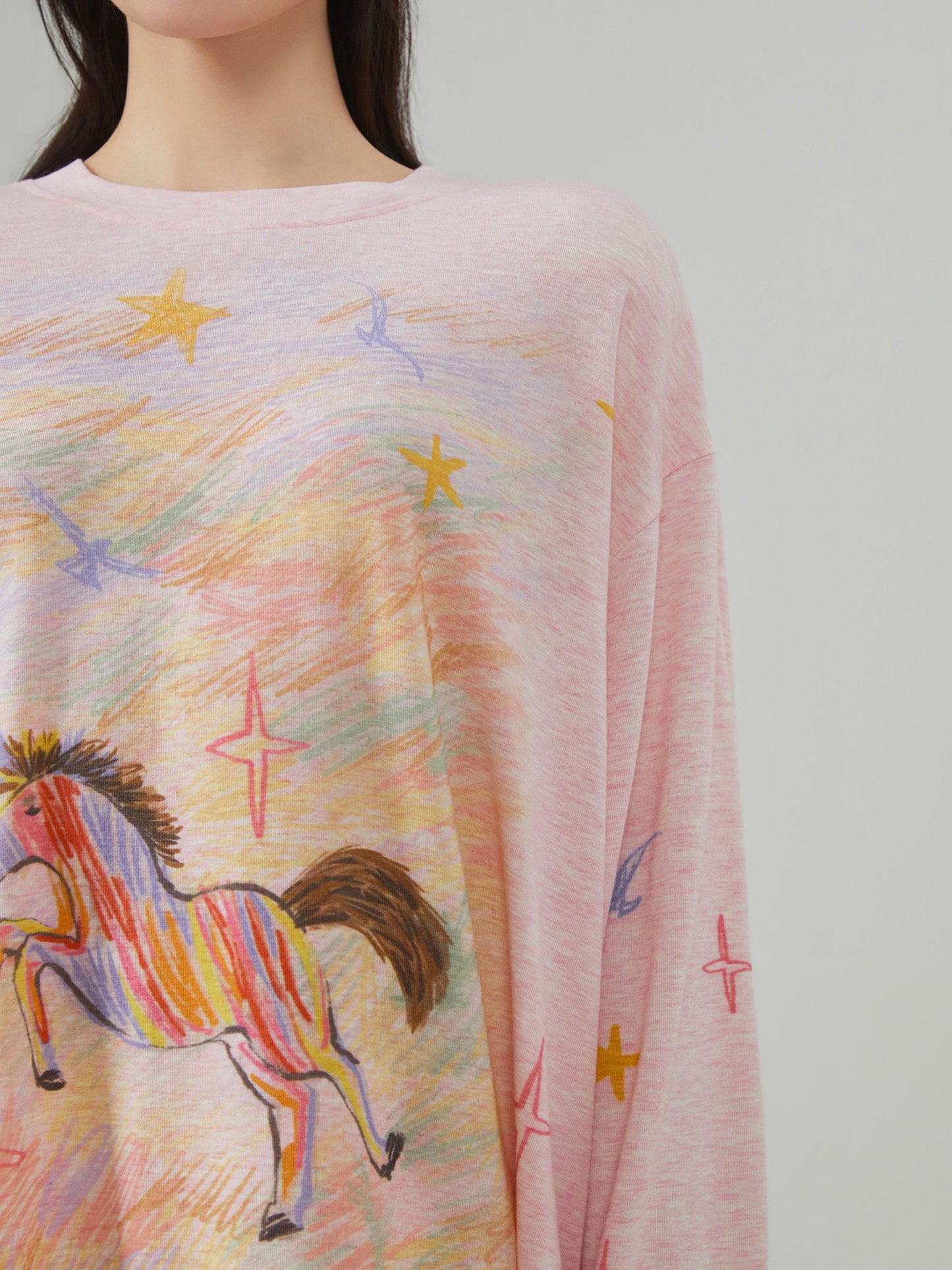 Pony Print Long-Sleeve T-Shirt FER0035