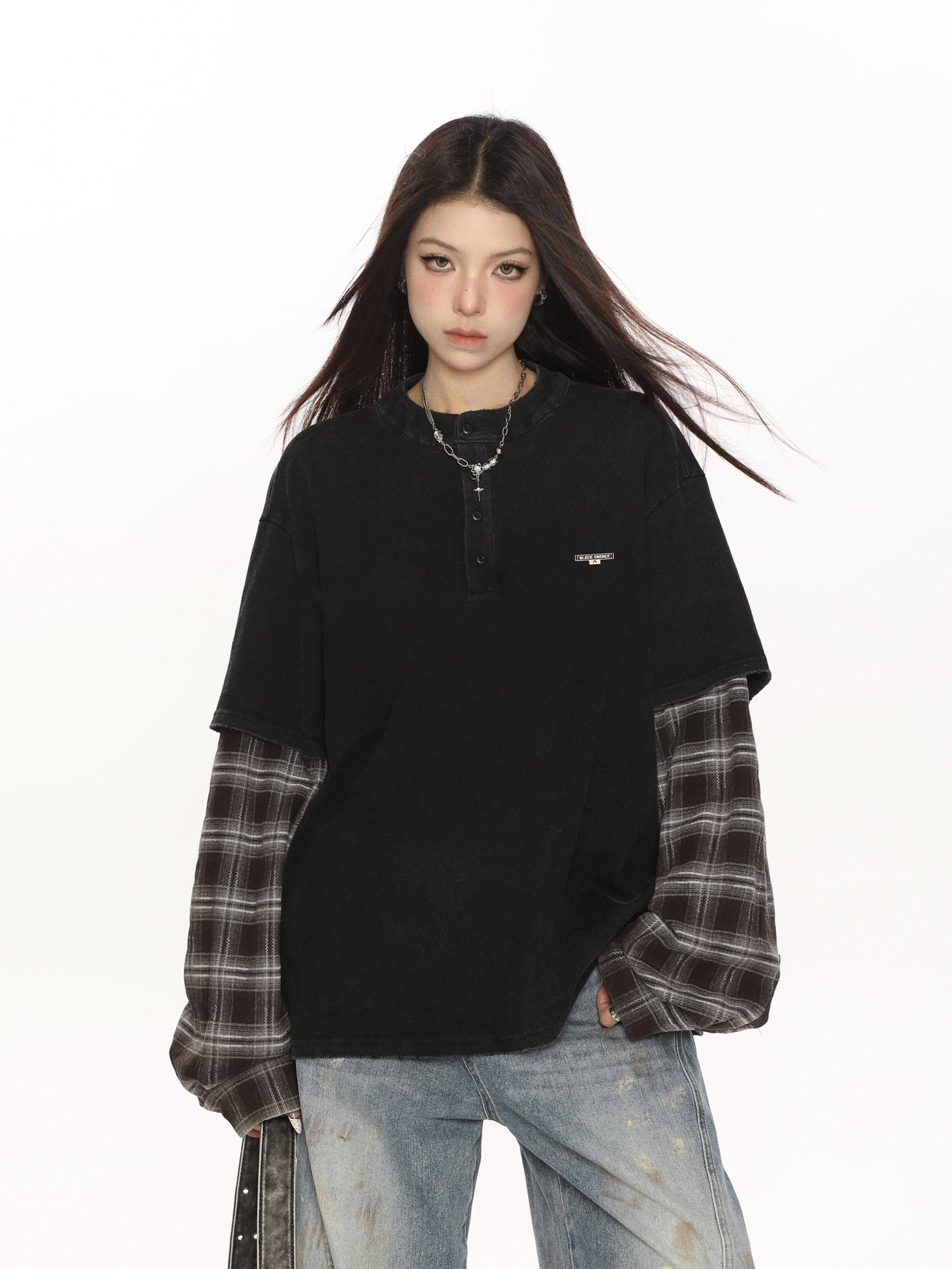 Plaid Two-Piece Long Sleeve T-Shirt BGS0046