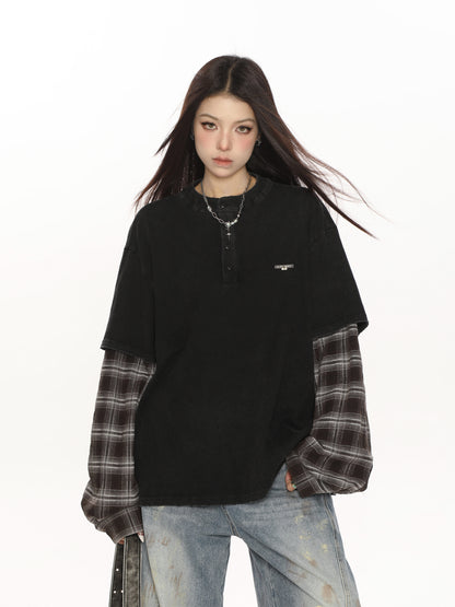 Plaid Two-Piece Long Sleeve T-Shirt BGS0046