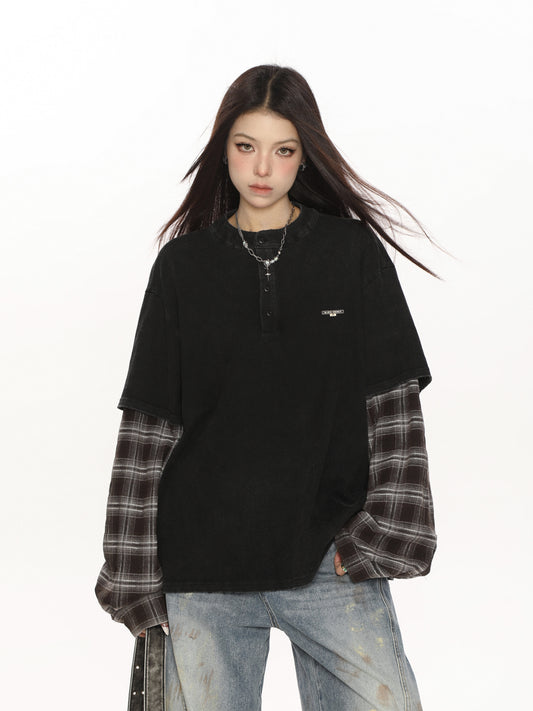 Plaid Two-Piece Long Sleeve T-Shirt BGS0046